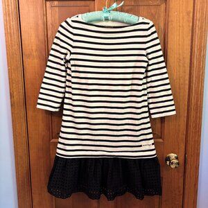 Kate Spade Broome Street Mini Dress-Off White Black Stripe Dot Eyelet